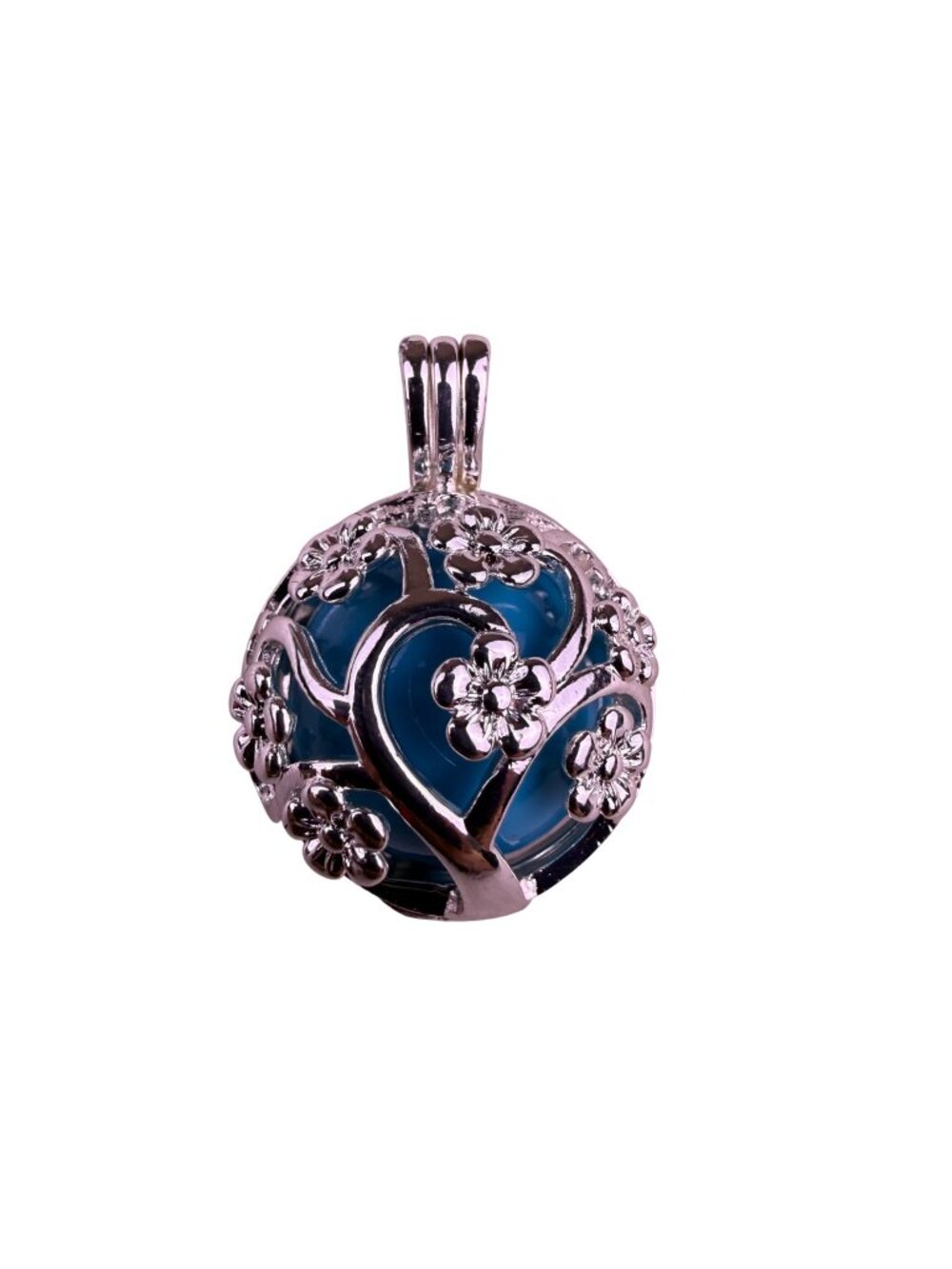 Eudora Women Silver Tone Blue Alloy Tree Of Life Harmony Bola Pendant Necklace